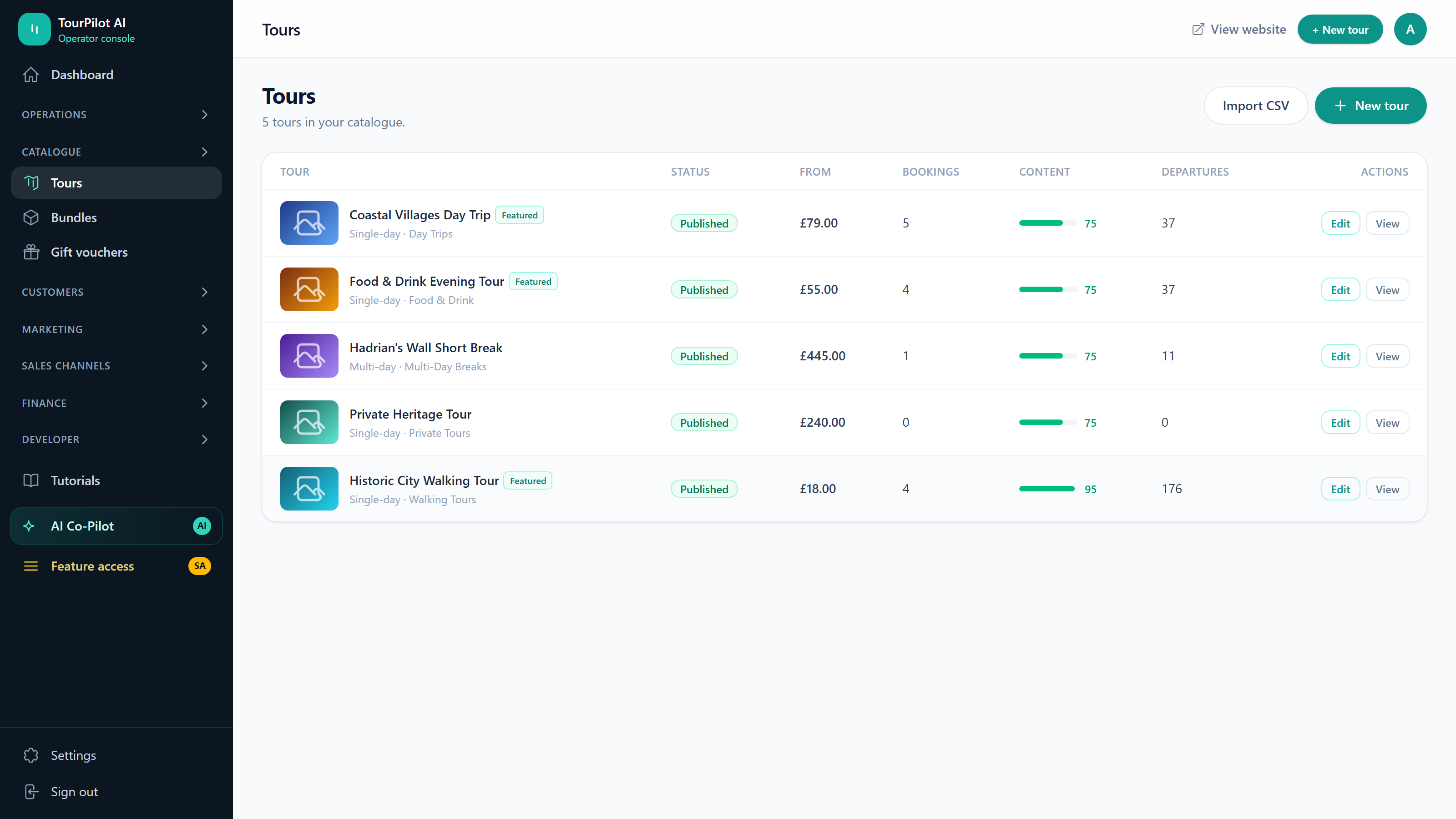 Availability that fills seats and recovers lost bookings, TourPilot screenshot